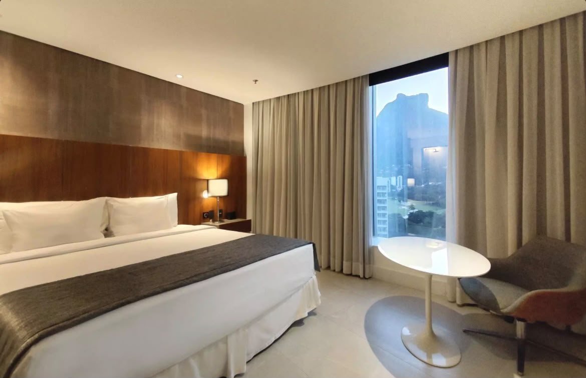 Luxury with Bathtub — bedroom with mountain view